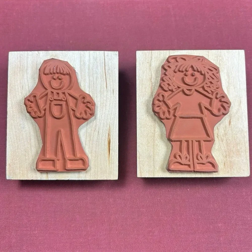 Kids Heros- Set of 2 - Just Hannah Just Danny- Boy Girl- 1999 Rubber Stamps 4x3